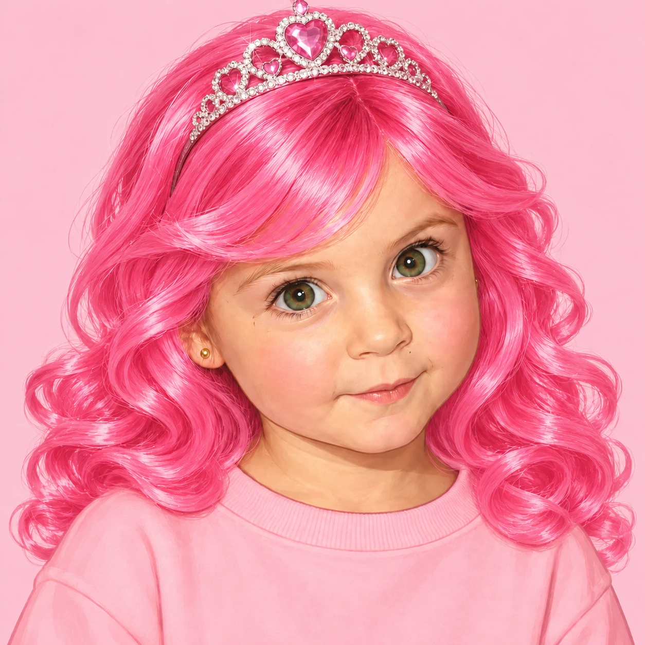 Retrato ilustrado de Anto de chica con peluca rosa