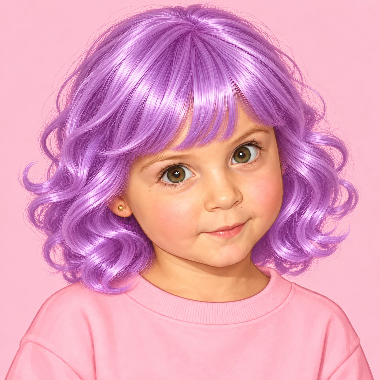 Retrato ilustrado de Anto de chica con peluca lila