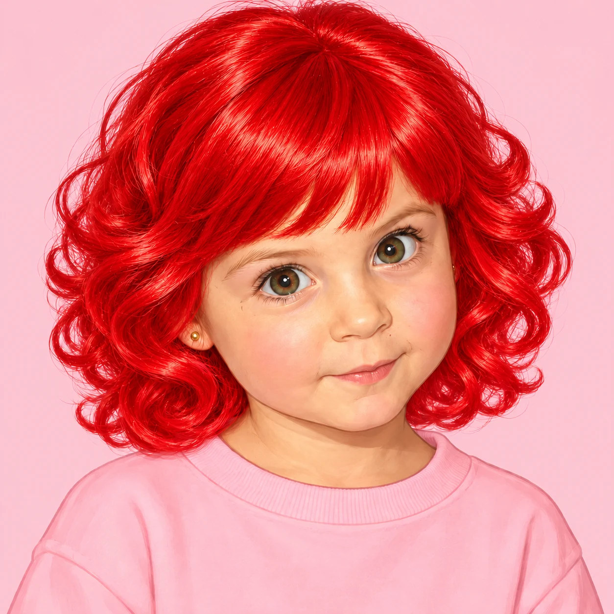 Retrato ilustrado de Anto de chica con peluca roja